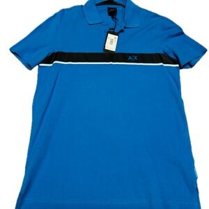 Armani Exchange Blue and Black Polo Shirt